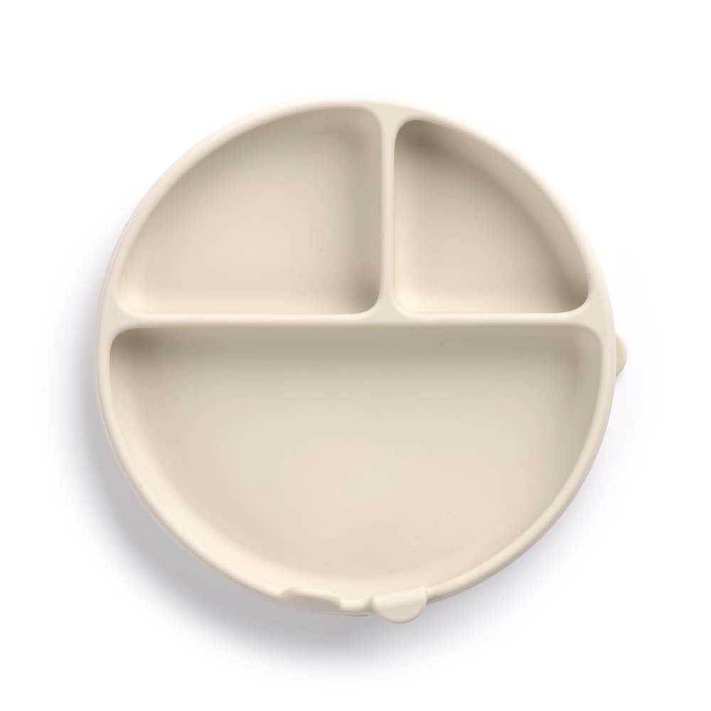 JANE BLW silikonski okrugli tanjur s odjeljcima i vakuumom, Sand