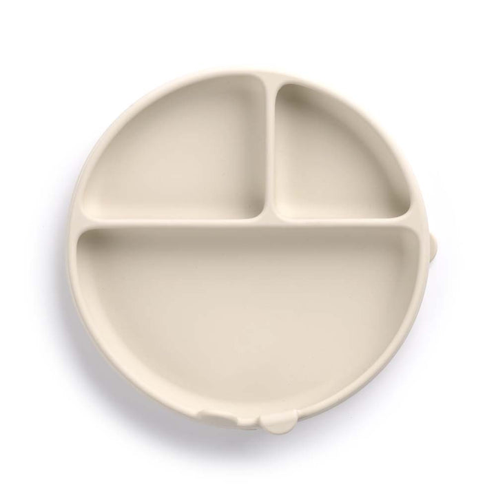 JANE BLW silikonski okrugli tanjur s odjeljcima i vakuumom, Sand
