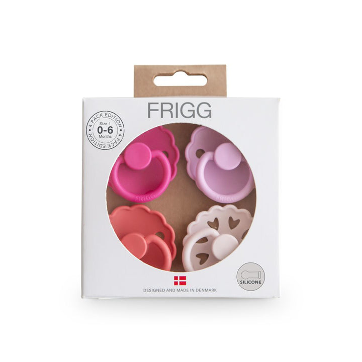Frigg® Set od 4 dude od silikona Rosy Romance (0-6m)