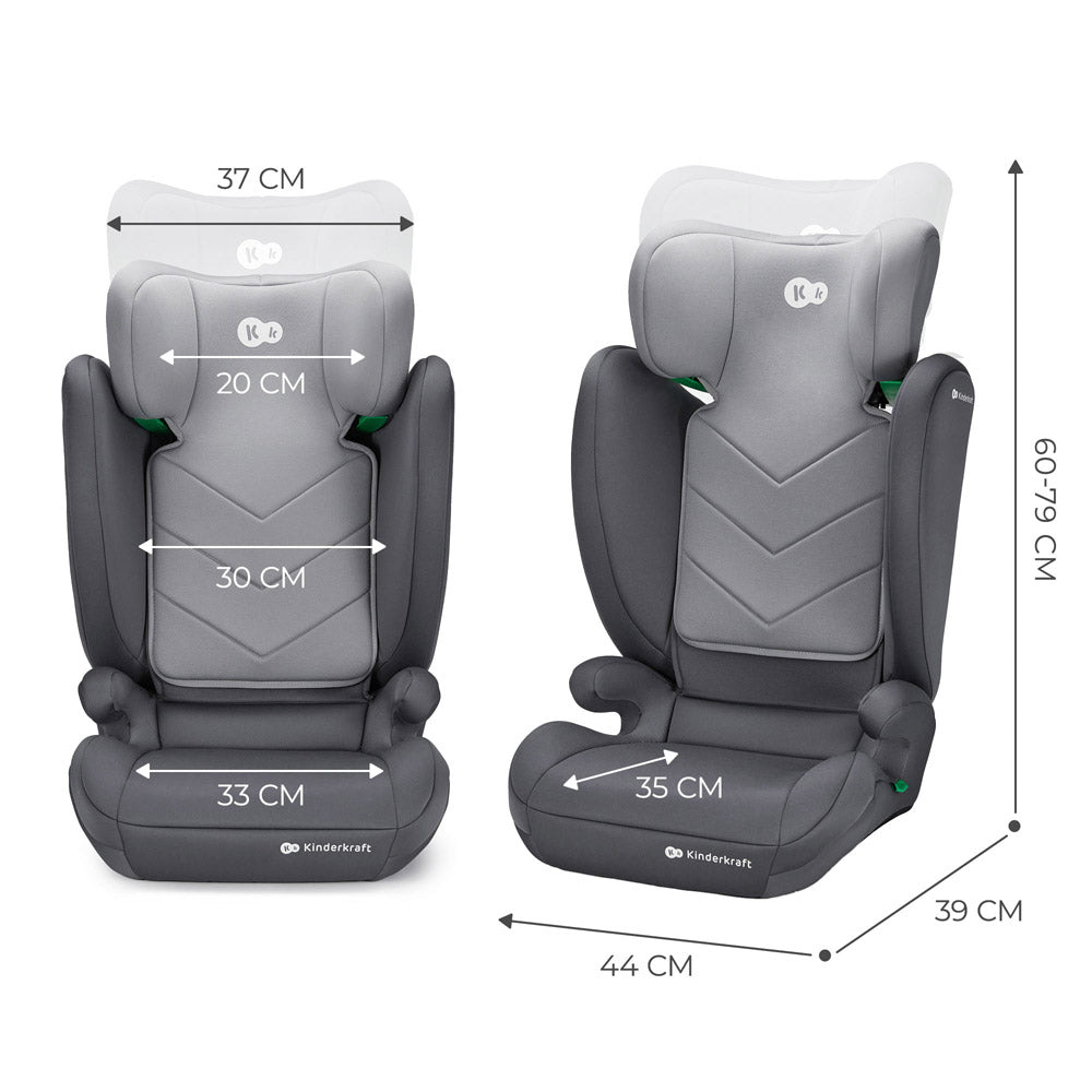 Kinderkraft autosjedalica I-Spark i-Size 15-36 kg (100-150 cm) bez Isofix-a, Grey