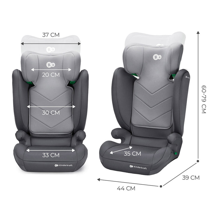 Kinderkraft autosjedalica I-Spark i-Size 15-36 kg (100-150 cm) bez Isofix-a, Grey