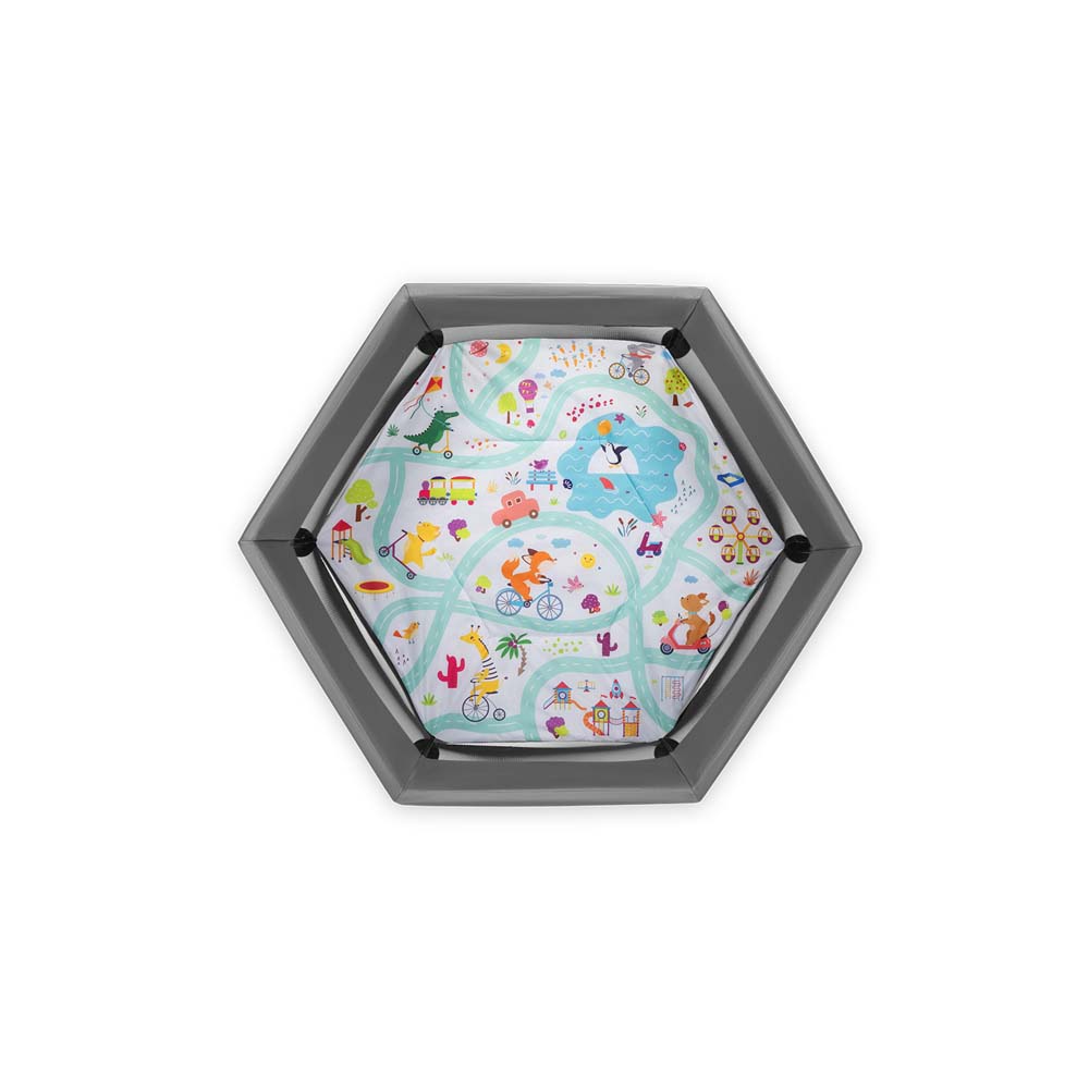 Lionelo dječja igraonica/vrtić Roel Hexagon 6-kutna, Grey Multicolor
