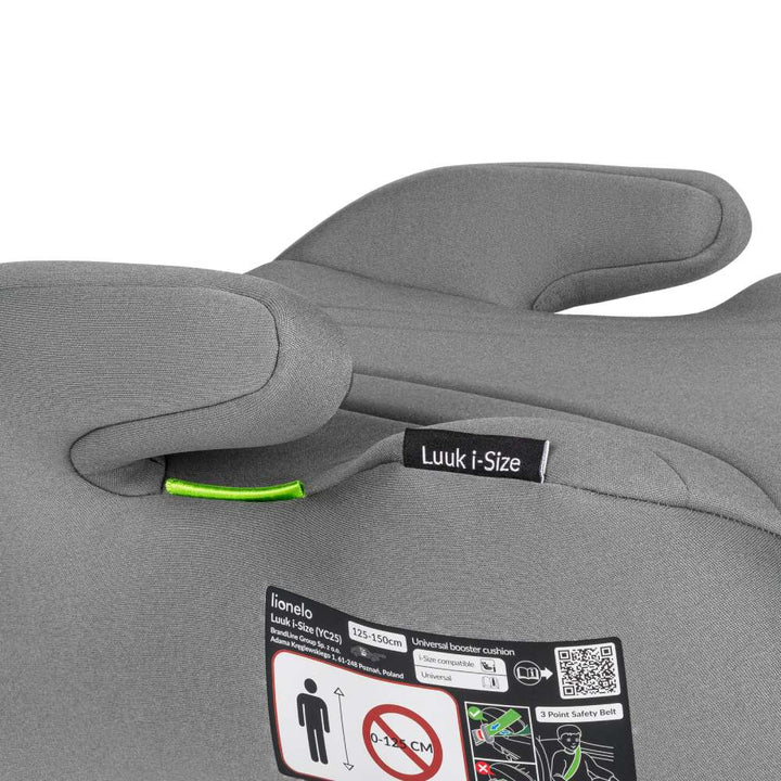 Lionelo Luuk booster/sjedalo za auto i-Size 15-36 kg (125-150 cm), Grey