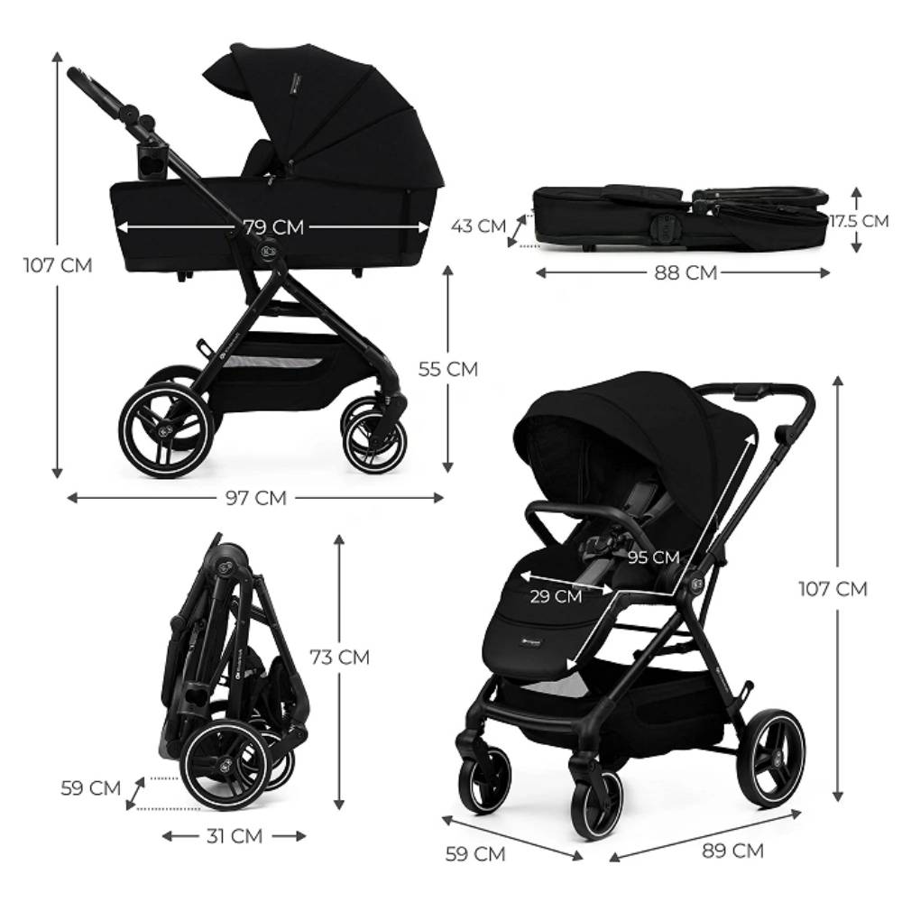 Kinderkraft dječja kolica Yoxi 2u1, Pure Black