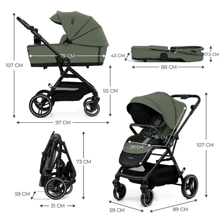 Kinderkraft dječja kolica Yoxi MINK PRO 3u1, Mystic Green