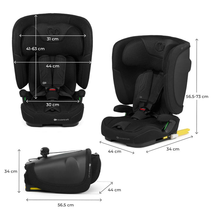 Kinderkraft autosjedalica FIX2GO i-Size 9-36 kg (76-150 cm), Black