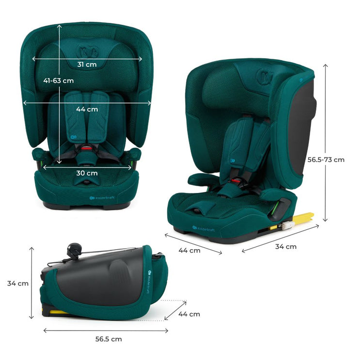 Kinderkraft autosjedalica FIX2GO i-Size 9-36 kg (76-150 cm), Green