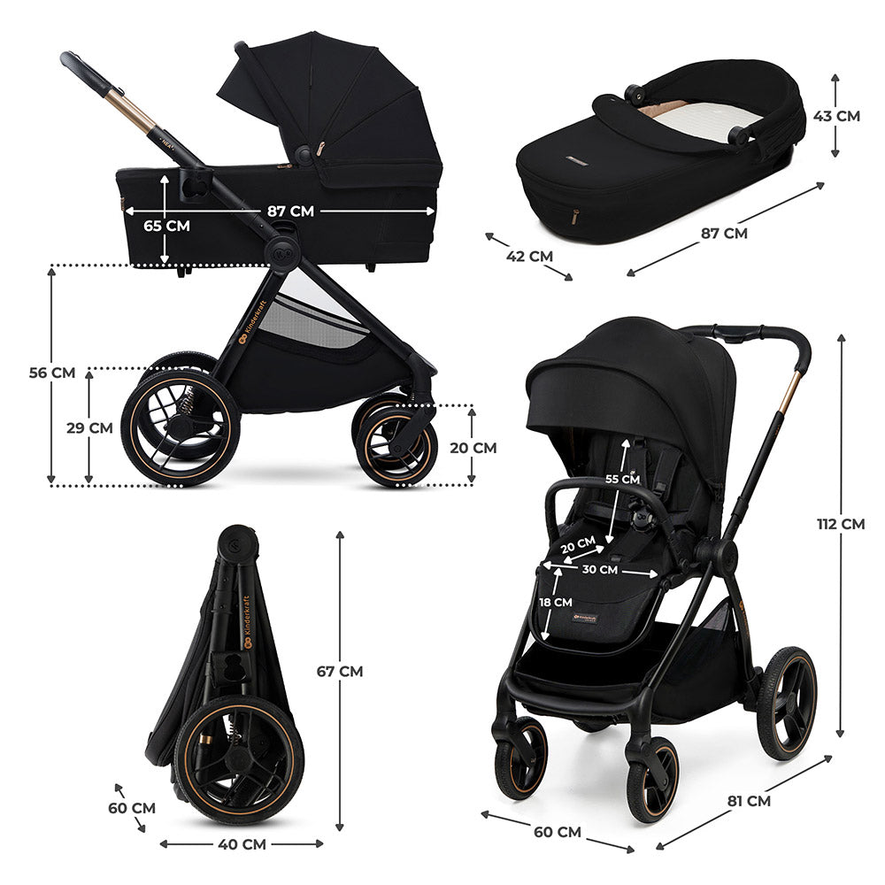 Kinderkraft dječja kolica Nea 2 2u1, Midnight Black