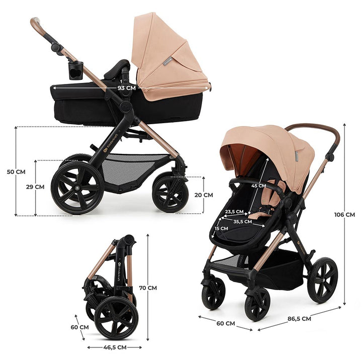 Kinderkraft Kolica Moov 2 3u1 MINK PRO, Sand Beige Peach