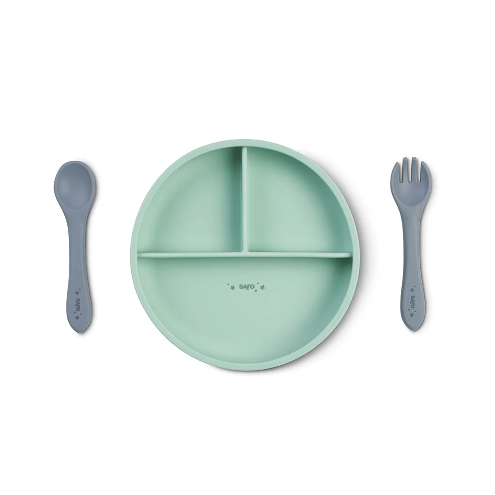 Silikonski set za jelo Food &amp; Fun - Mint