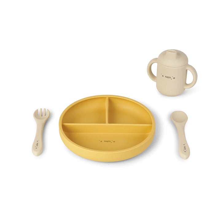 Silikonski set za jelo Food & Fun - Mustard