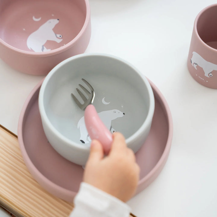 Silikonski set za jelo Food & Fun - Polaris Grey