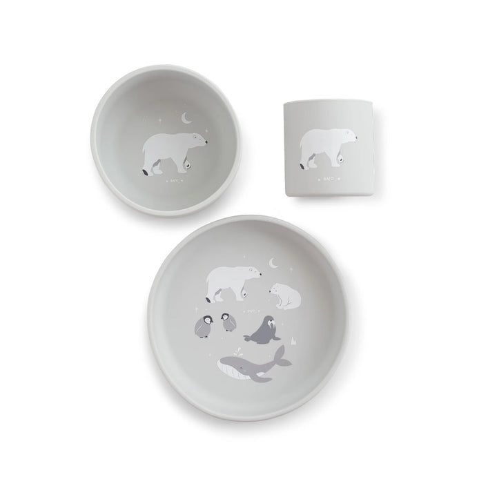 Silikonski set za jelo Food & Fun - Polaris Grey