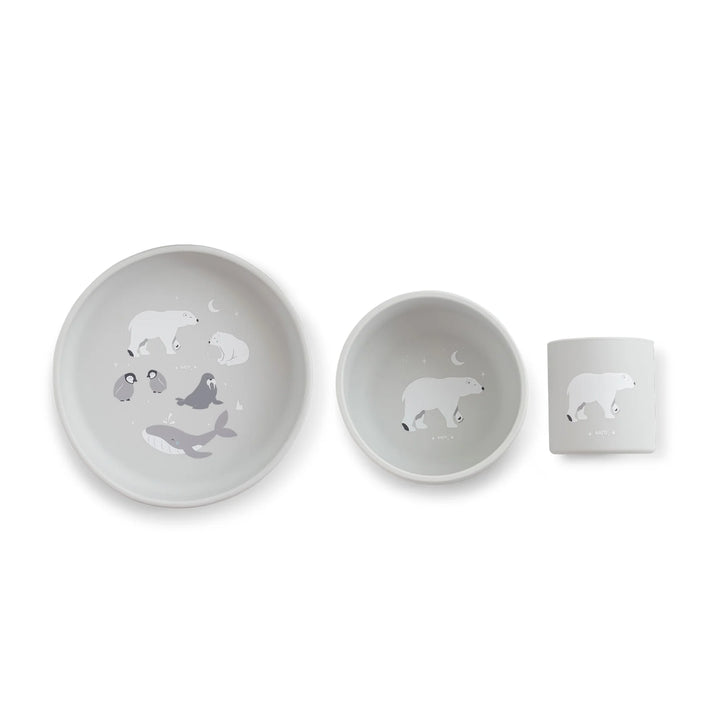 Silikonski set za jelo Food & Fun - Polaris Grey