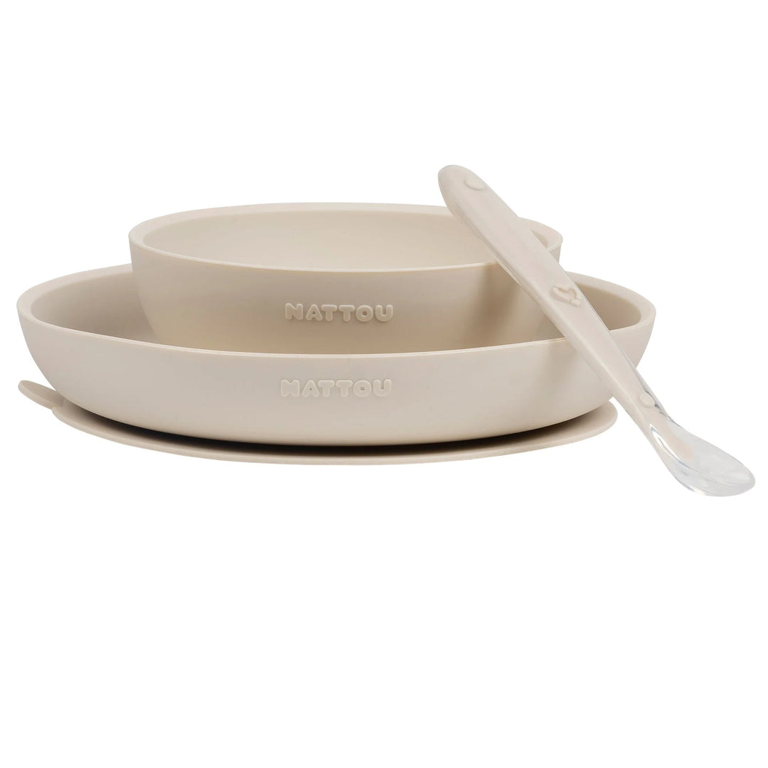 Dječji set posuđa od silikona 3 dijela - clay