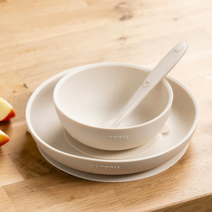 Dječji set posuđa od silikona 3 dijela - clay