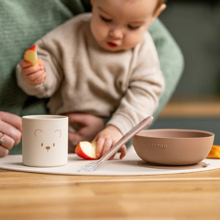 Dječji set posuđa od silikona 4 dijela - natural colors