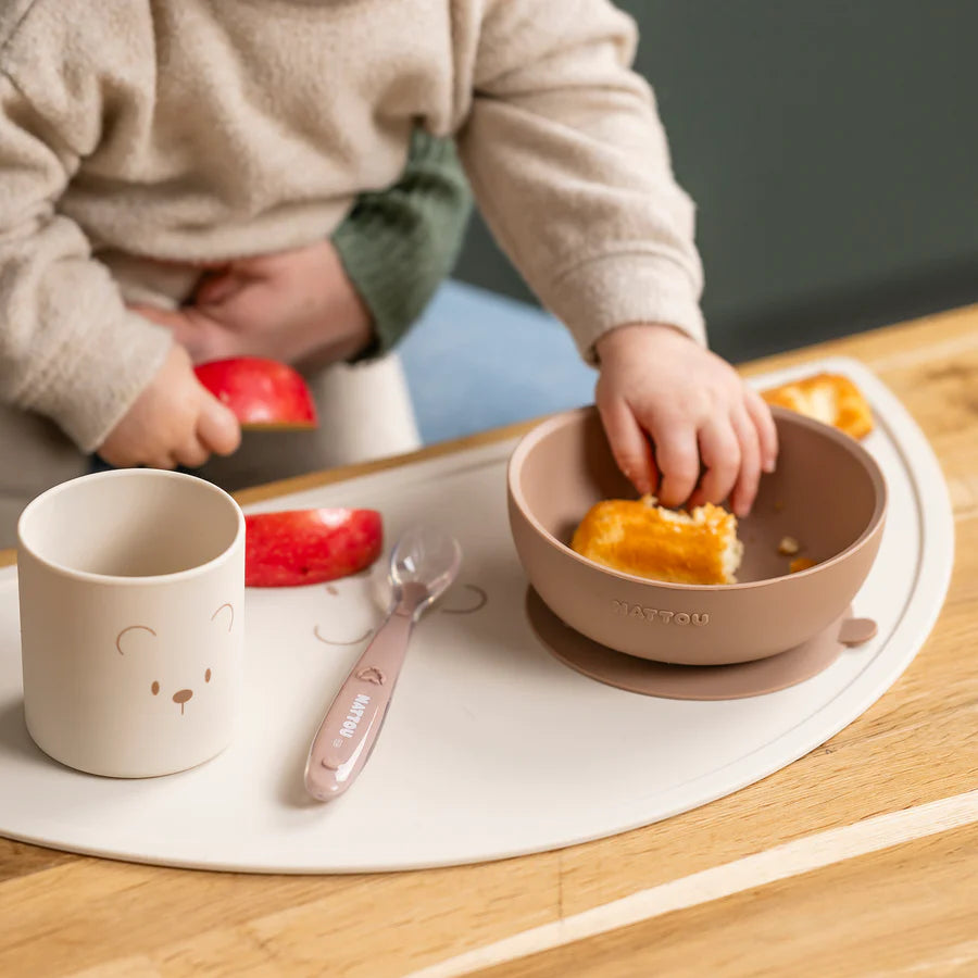 Dječji set posuđa od silikona 4 dijela - natural colors