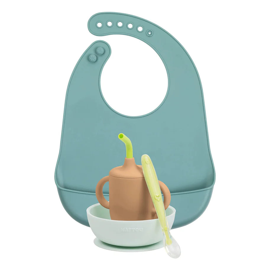 Dječji set posuđa od silikona 4 dijela - green