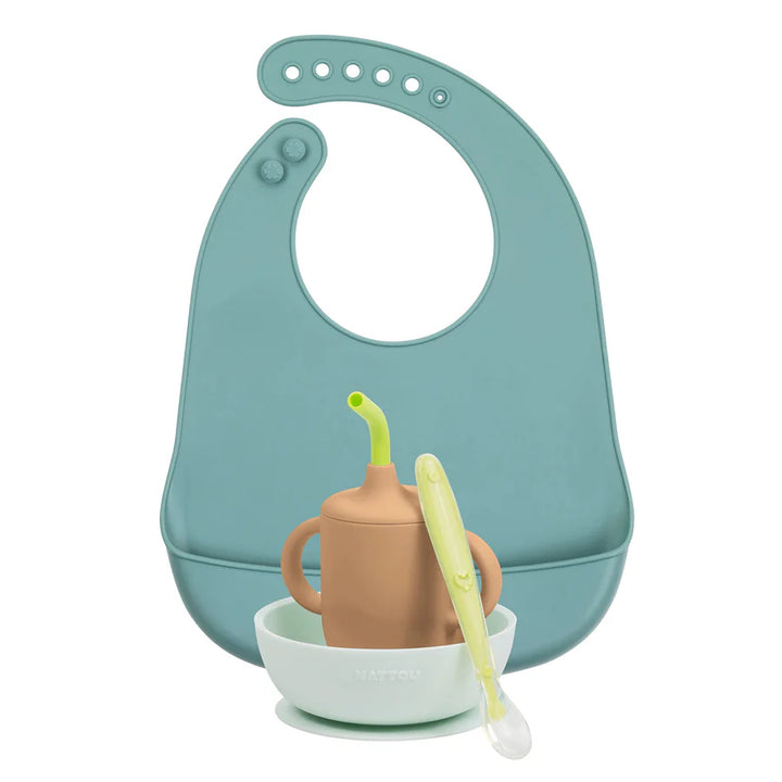 Dječji set posuđa od silikona 4 dijela - green