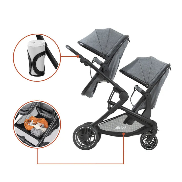 Hauck Atlantic Twin Melange Grey