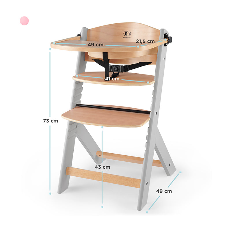 Kinderkraft hranilica ENOCK, siva-natural