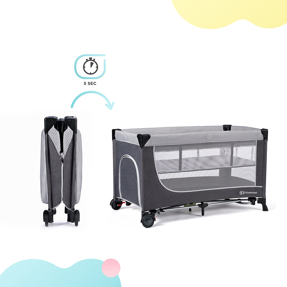 Kinderkraft Putni krevetić LEODY, siva