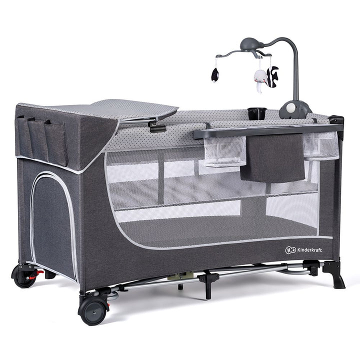 Kinderkraft Putni krevetić LEODY, siva s dodacima