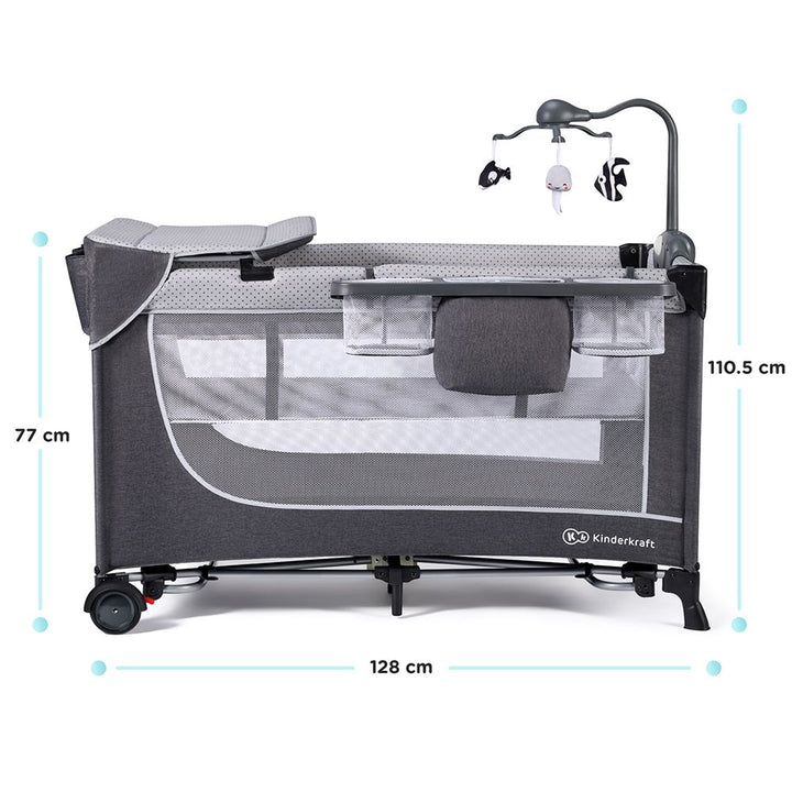 Kinderkraft Putni krevetić LEODY, siva s dodacima