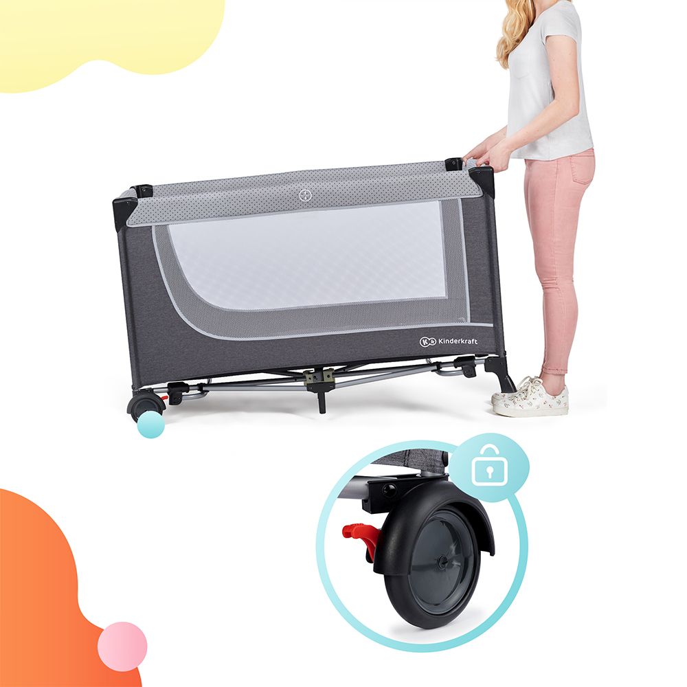 Kinderkraft Putni krevetić LEODY, siva s dodacima